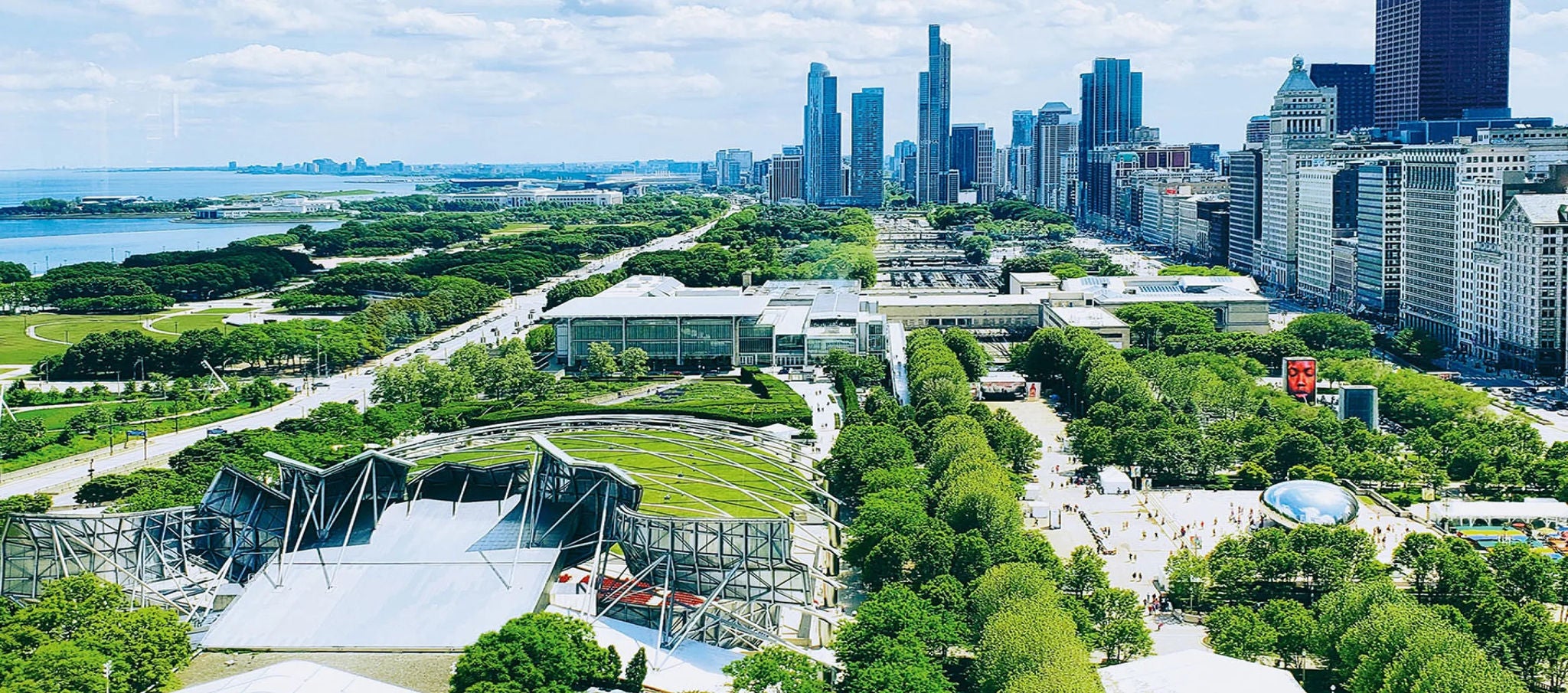 Aerial view of an urban park