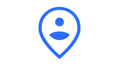An icon of a way-finding pin with a person inside it