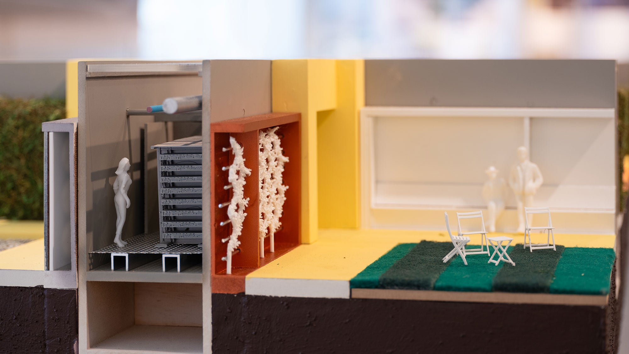 Close-up of a data center model