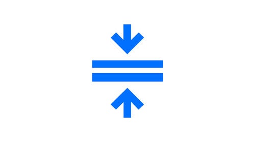 An icon of two arrows meeting from above and below